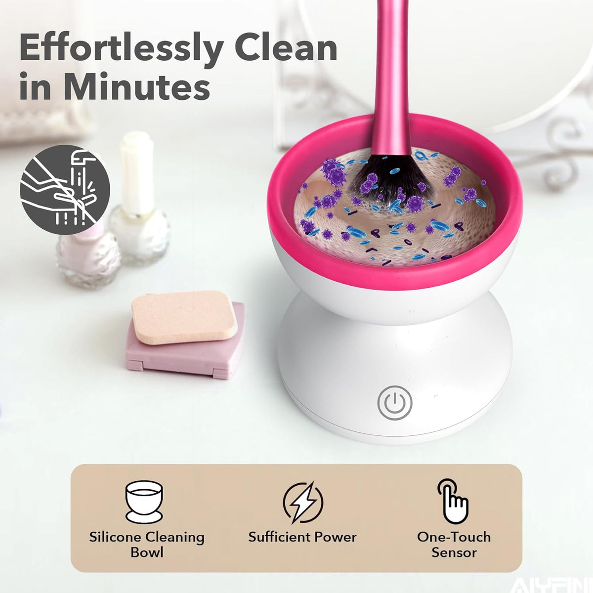 Alyfini Makeup Brush Cleaner Machine-Professional Electric Make up Brushes Cleaner Cleanser