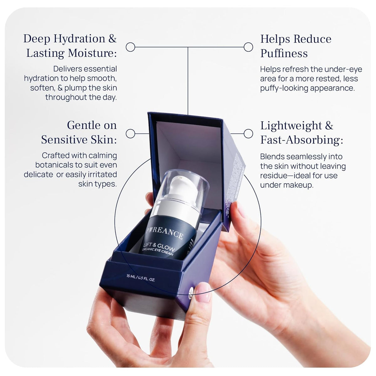 Lift & Glow Organic Eye Cream for Dark Circles and Puffiness - Anti Aging Eye Cream for Wrinkles