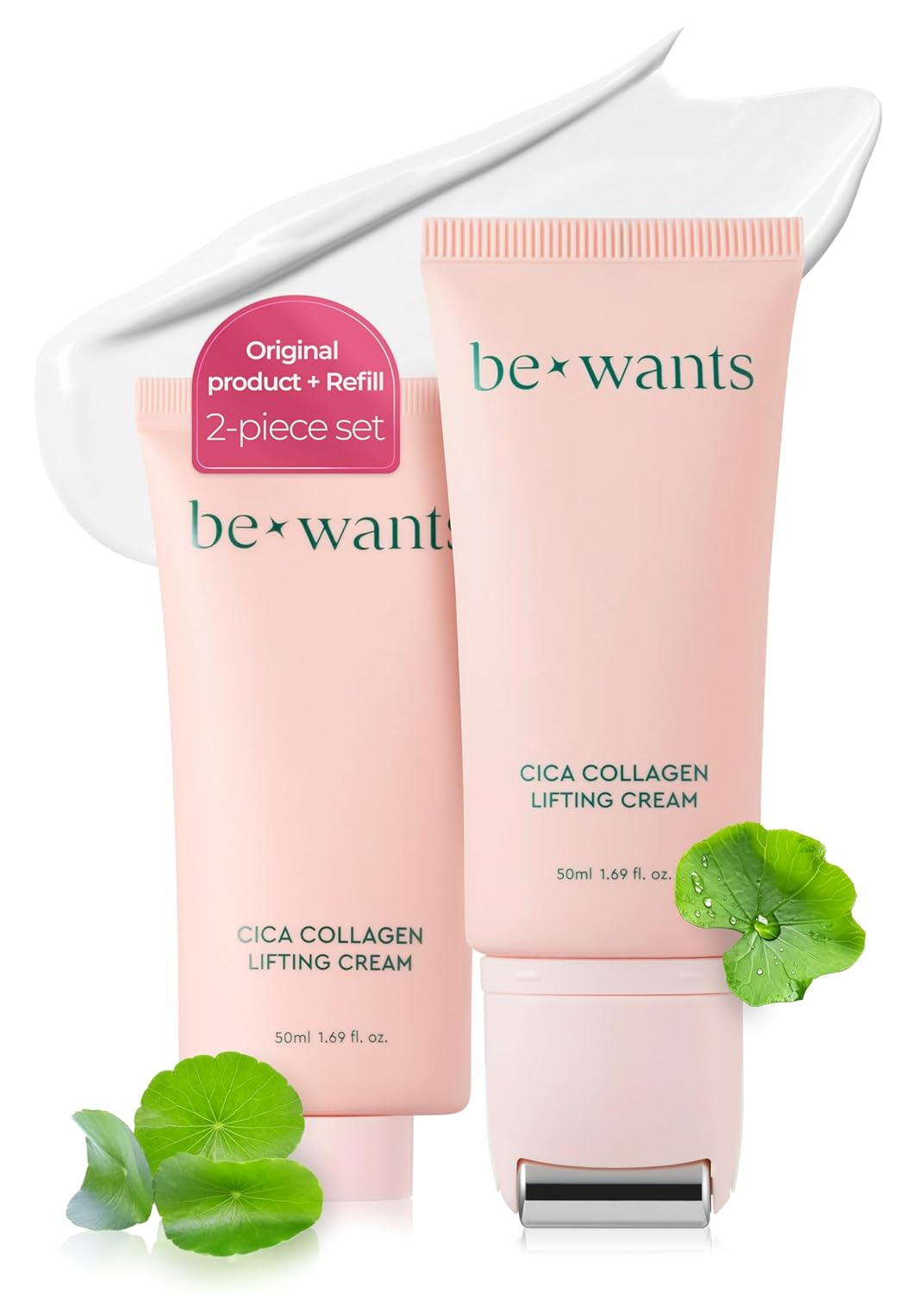 Bewants gua sha neck cream roller, korean neck cream with massage roller, rapid lift neck serum