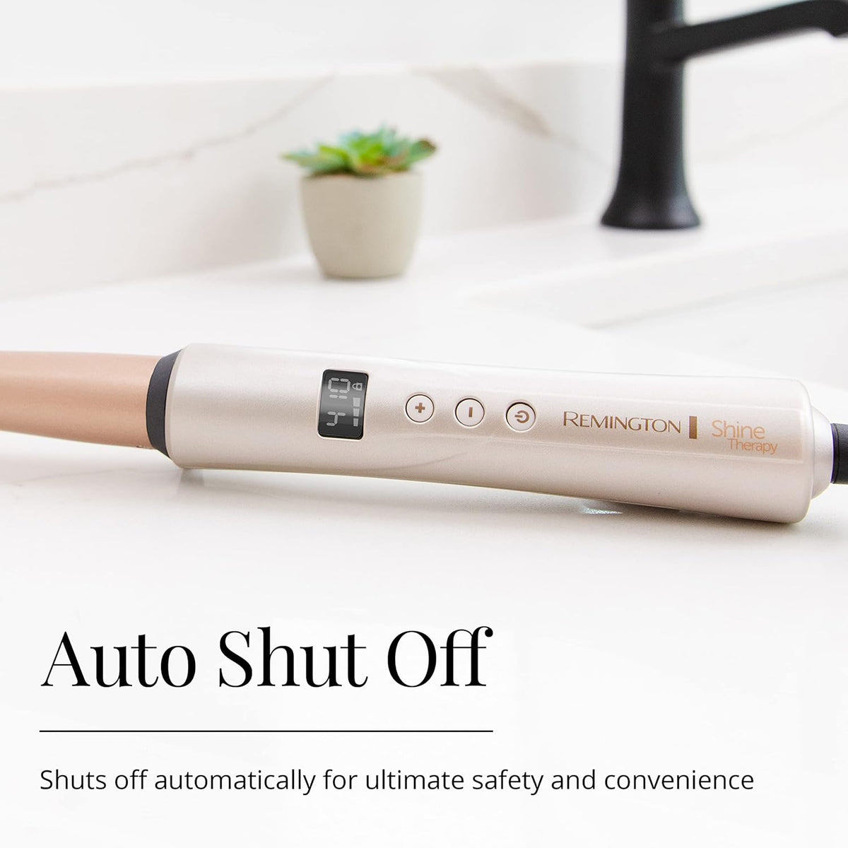 Remington Shine Therapy Argan Oil & Keratin Infused ½-1 Inch Tapered Curling Wand for Natural