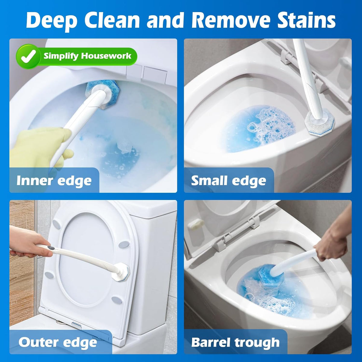 50 Count Upgraded Toilet Wand Refills | 2X Cleaning Power Toilet Bowl Cleaners | Extra Foam
