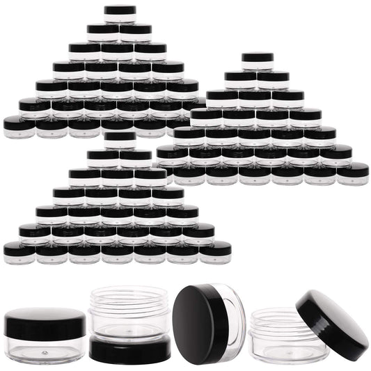 100 Count 10g Small Sample Containers with Lids Plastic Jar Cosmetic Jars Empty Makeup Jars Lip