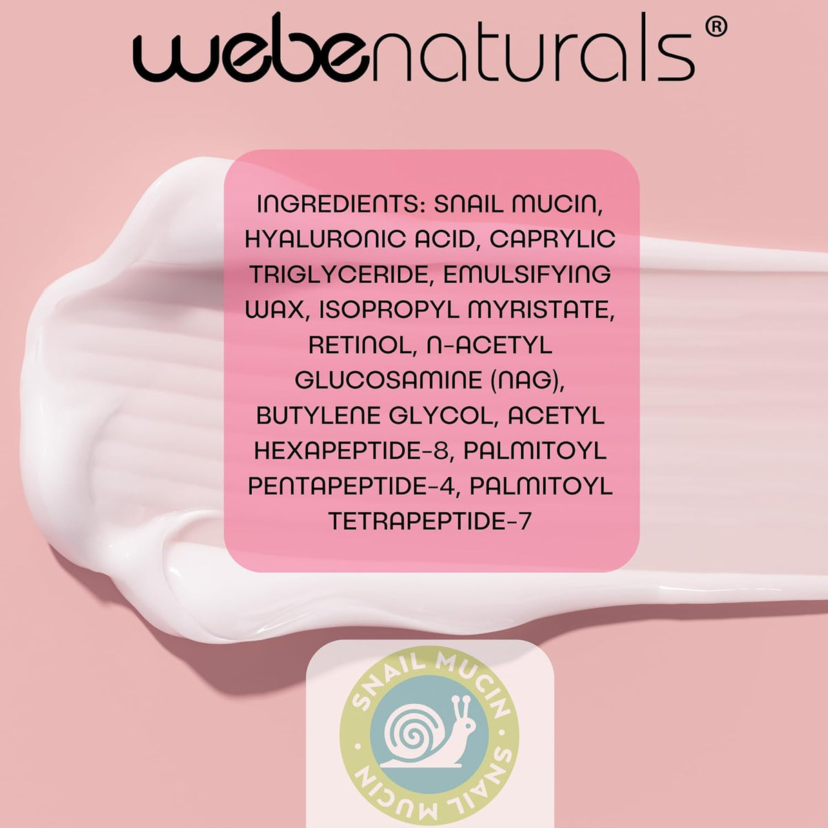 WEBE Hydration Snail Mucin Moisturizer – Hydrating Face Cream with Hyaluronic Acid, Retinol &