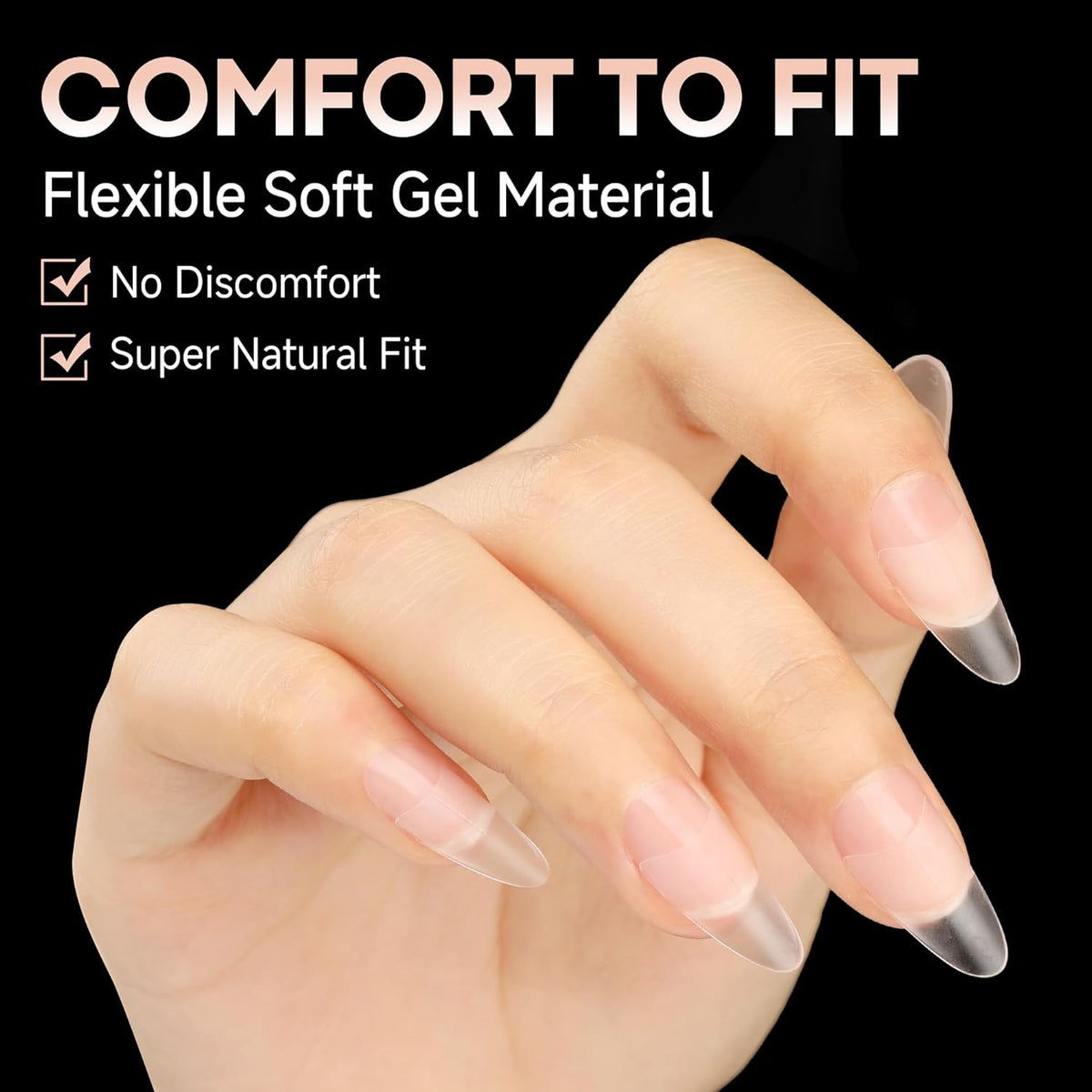 UNA GELLA Medium Almond Gel Nail Tips: Full Matte Almond Shape Nail Tips Half Cover 216pcs Medium