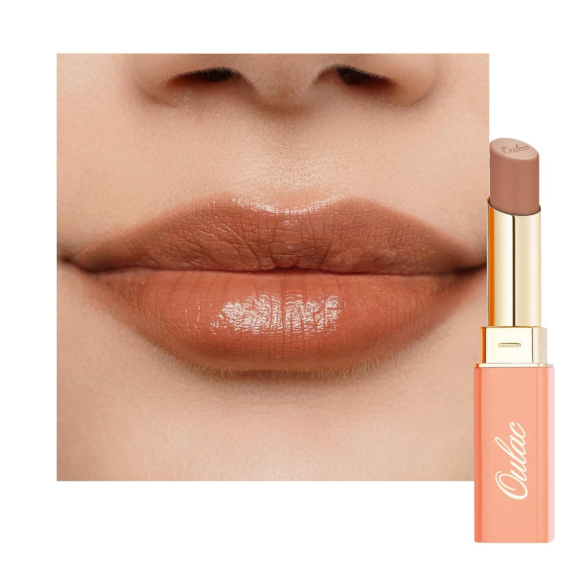 Oulac Color Rich Satin Lipstick - Light Brown Full Coverage Lip Color, Creamy Silky-Smooth