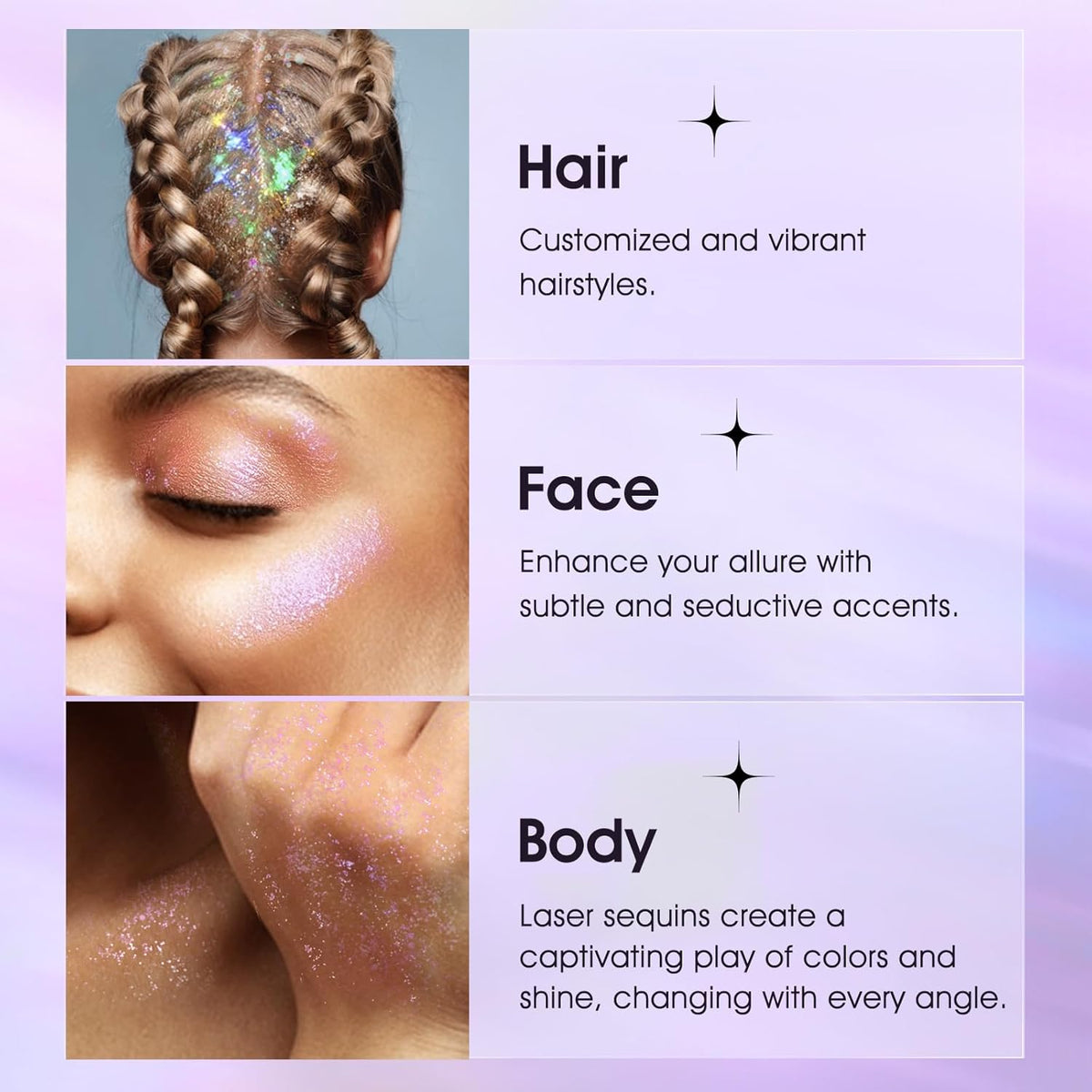 LANGMANNI Holographic Body Glitter Gel for Body, Face, Hair and Lip.Color Changing Glitter Gel