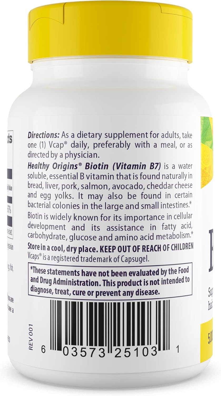 Healthy Origins Biotin 10,000 mcg (USP Grade, Non-GMO, Gluten Free, Hair Support, Nail Support)