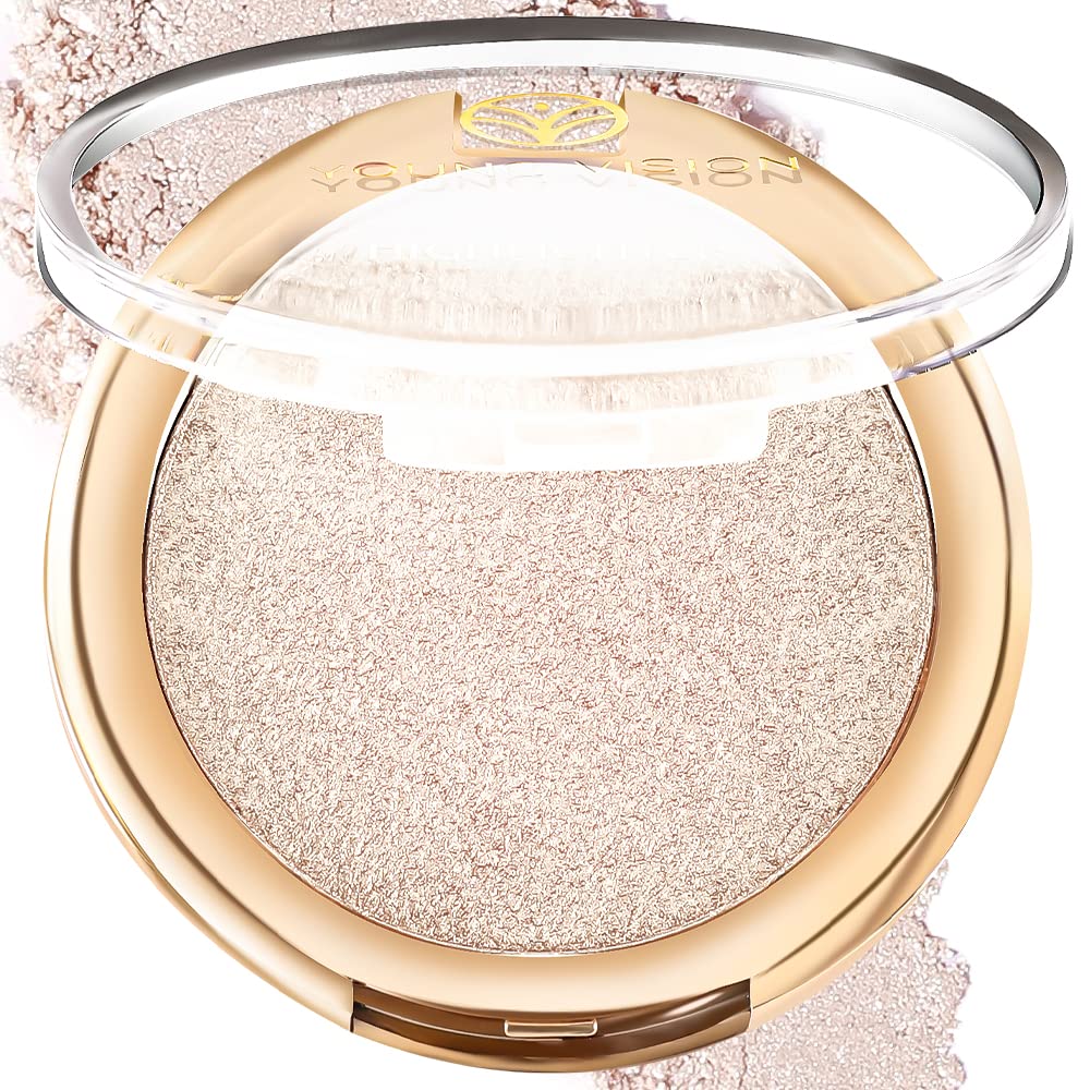 YOUNG VISION Pressed Powder Highlighter, Baked Natural Glow Contour Powder & Face Highlighter