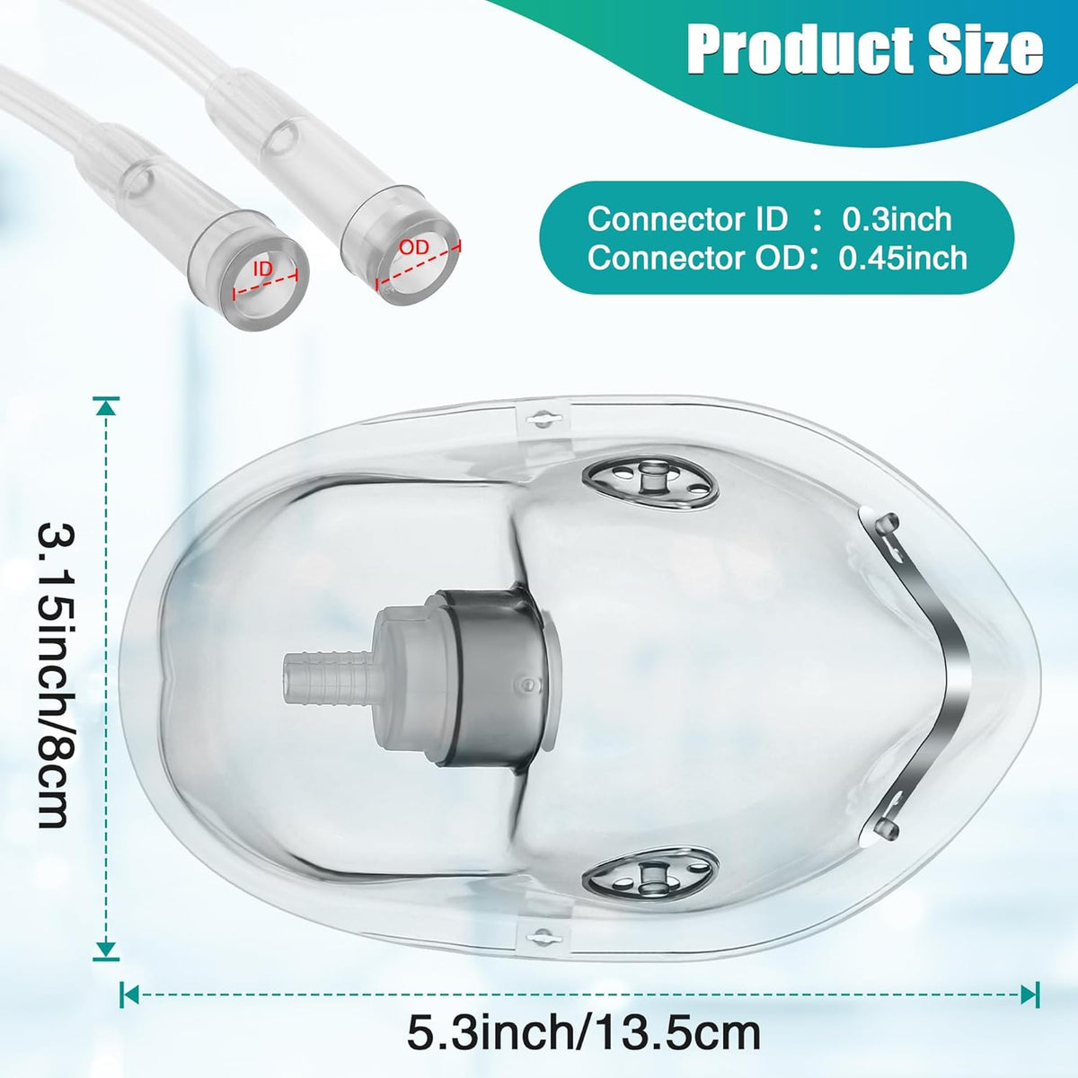 Geiserailie 2 PCS XL Oxygen Mask with 6.6 Ft Tubing and Adjustable Elastic Strap, Adult Oxygen Mask