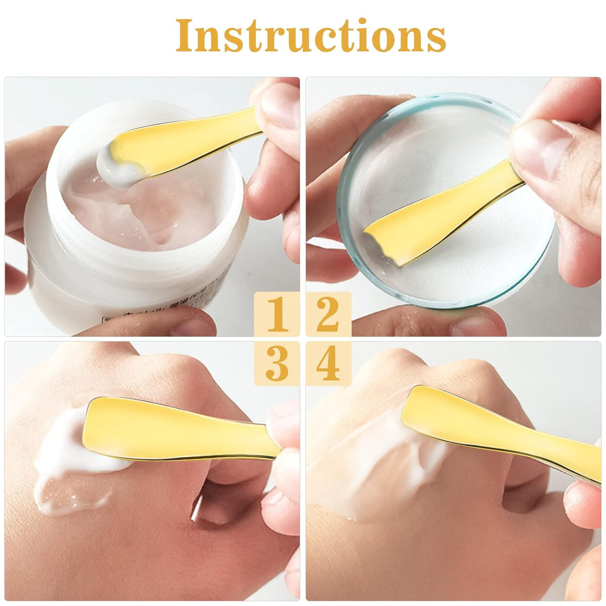 3 PCS Metal Cosmetic Spoon Skincare Spatula Stick Applicator Beauty Spa Mini Spoon Skin Care Facial