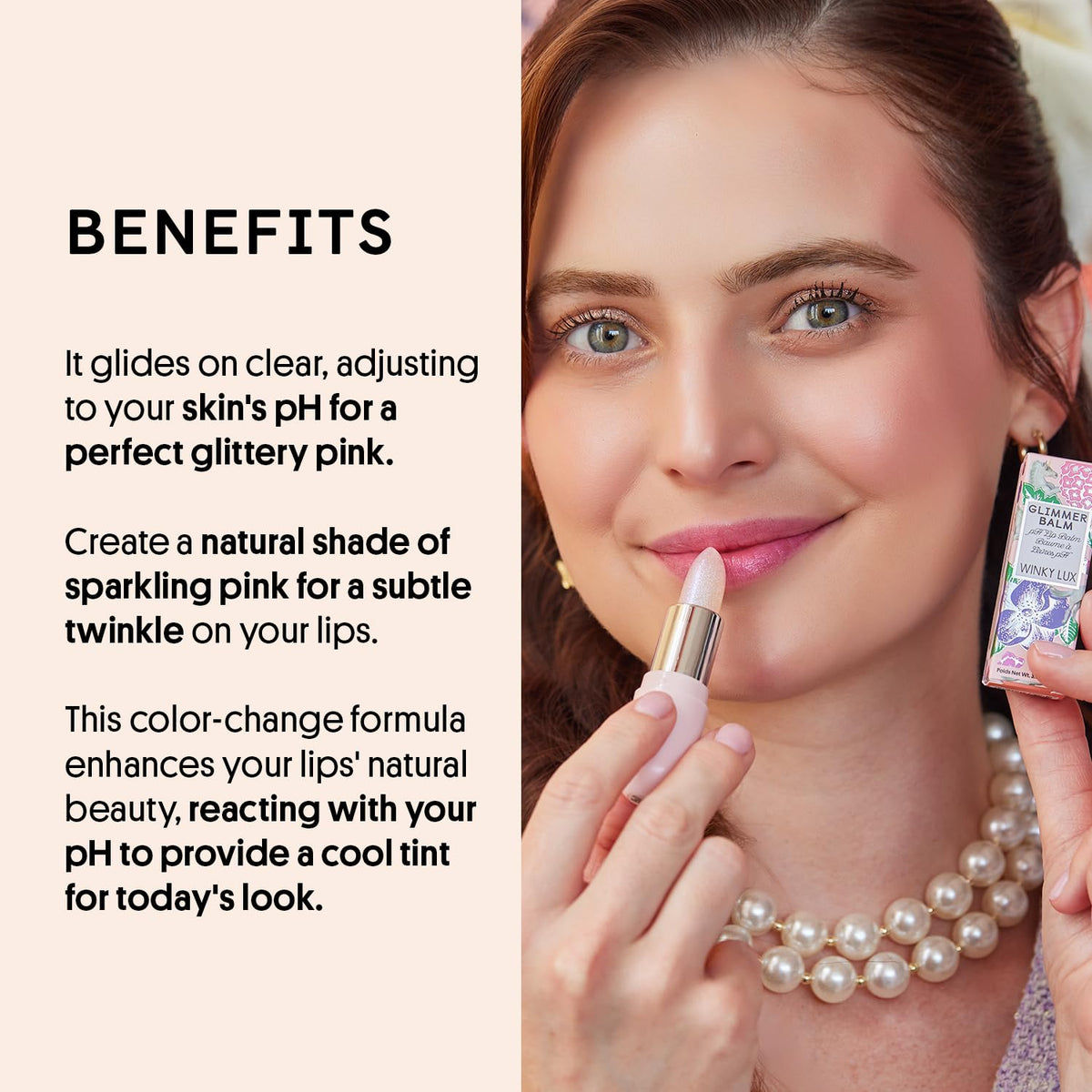 Winky Lux Unicorn Glimmer Balm -Hydrating ph Lip Balm, Natural Pink Tint with pH Color Changing
