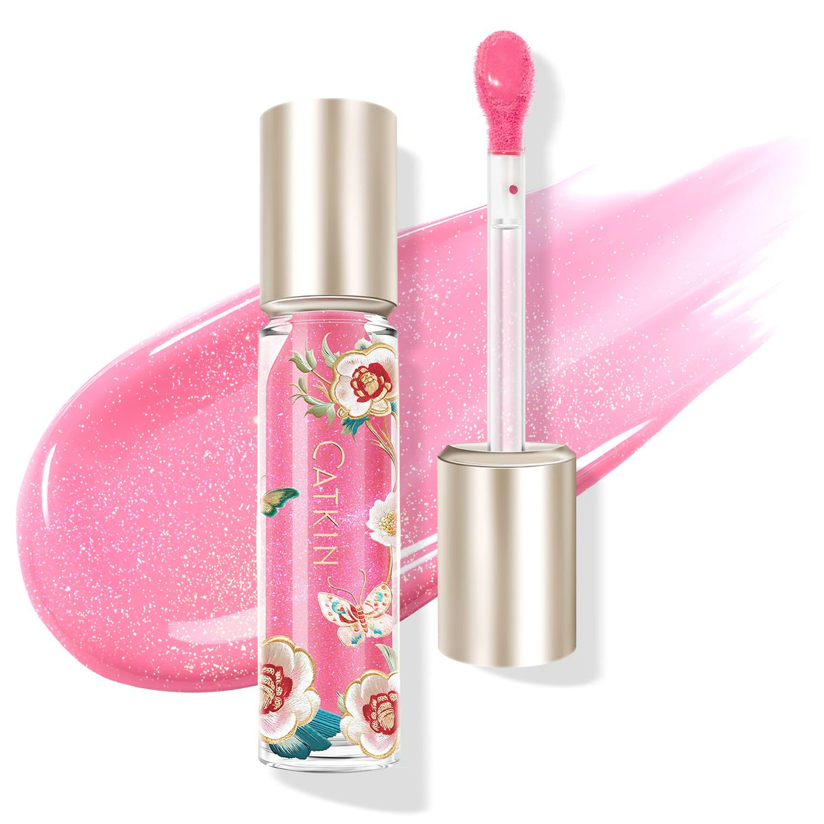 Catkin Lip Plumper Gloss, Tinted Lip Serum with Hyaluronic Acid & Jojoba Oil, Non-sticky Volumizing