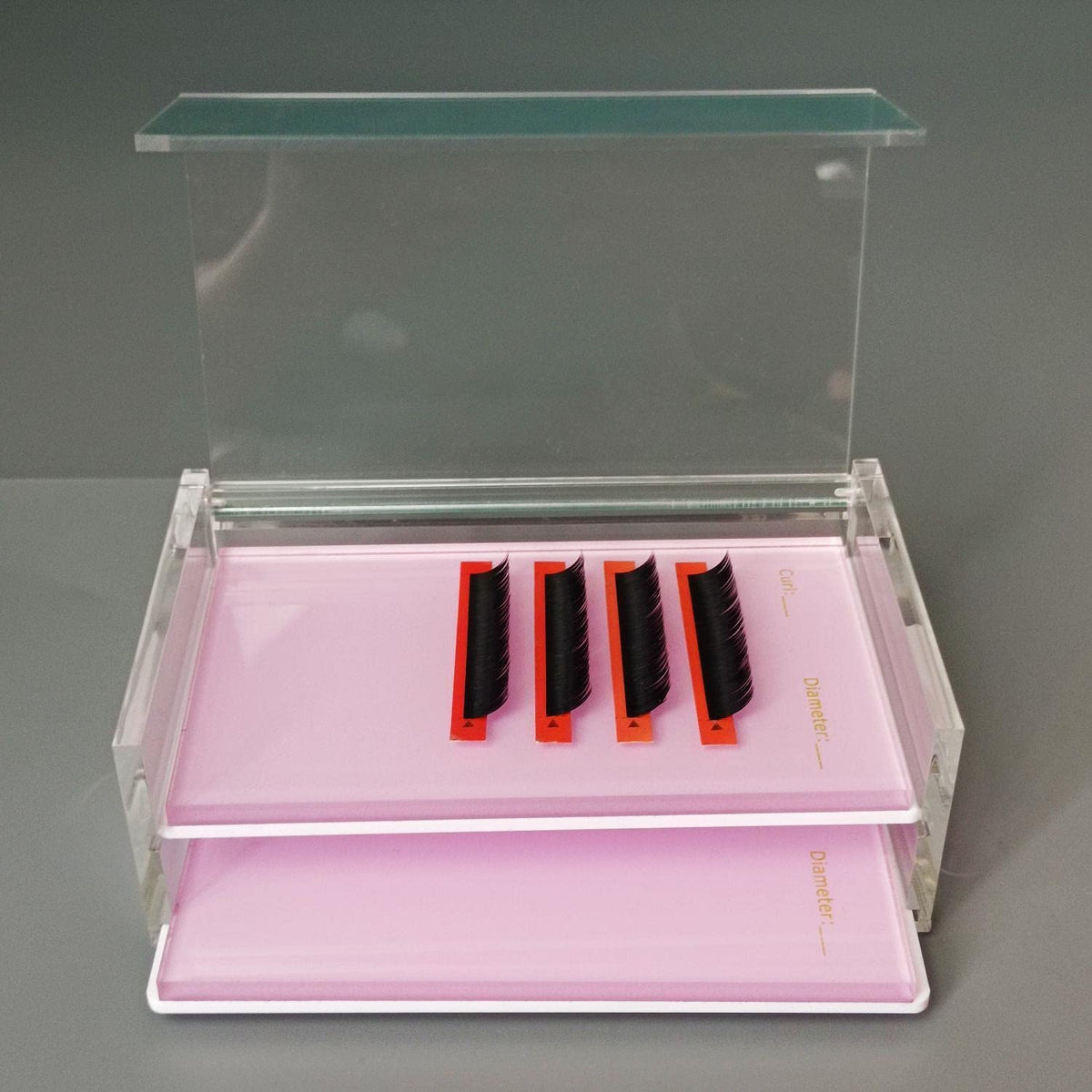 Two Layers Eyelash Grafting Pallet with Cover, Dust-proof Acrylic Lash Tile holder, Eyelash