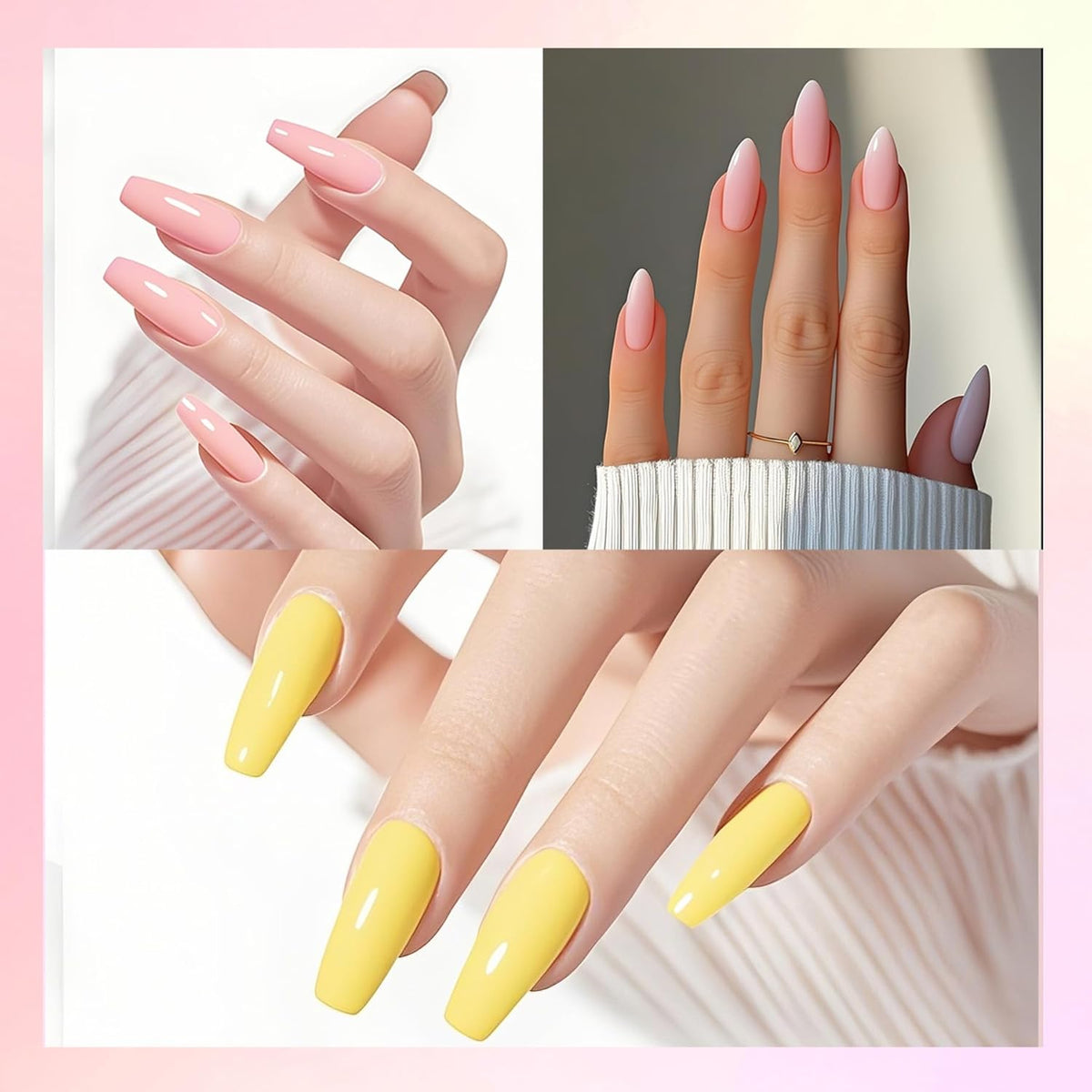 Professional Acrylic Powder for Nail: Large Capacity 3 Colors Pink Tulle Wax Yellow Festival Bloom