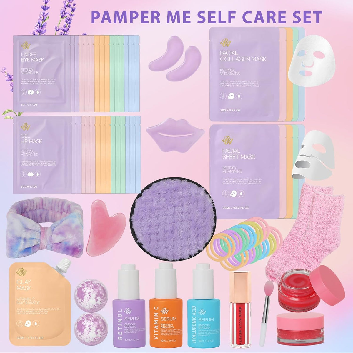 Face Sheet Masks Pack, 55 Pcs Skin Care Kit, Spa Kit Gift for Women, Real Deep Hydrogel Collagen