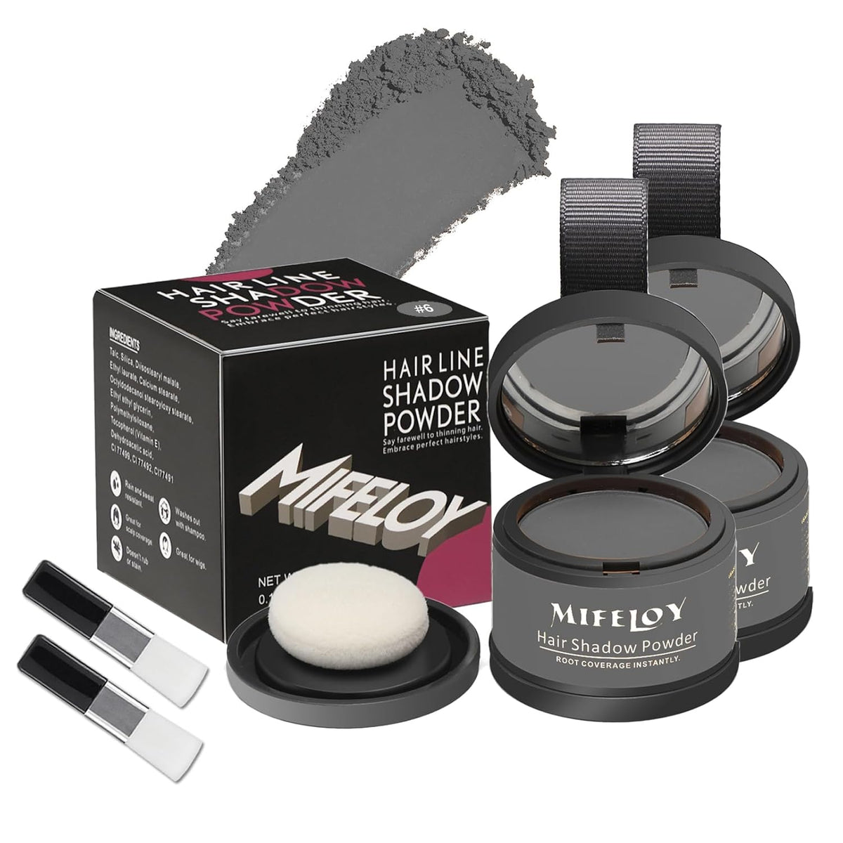 2 Pack Root Touch Up Shadow Powder, Gray Hair Cover Up, Women Color Root Coverage Powder for