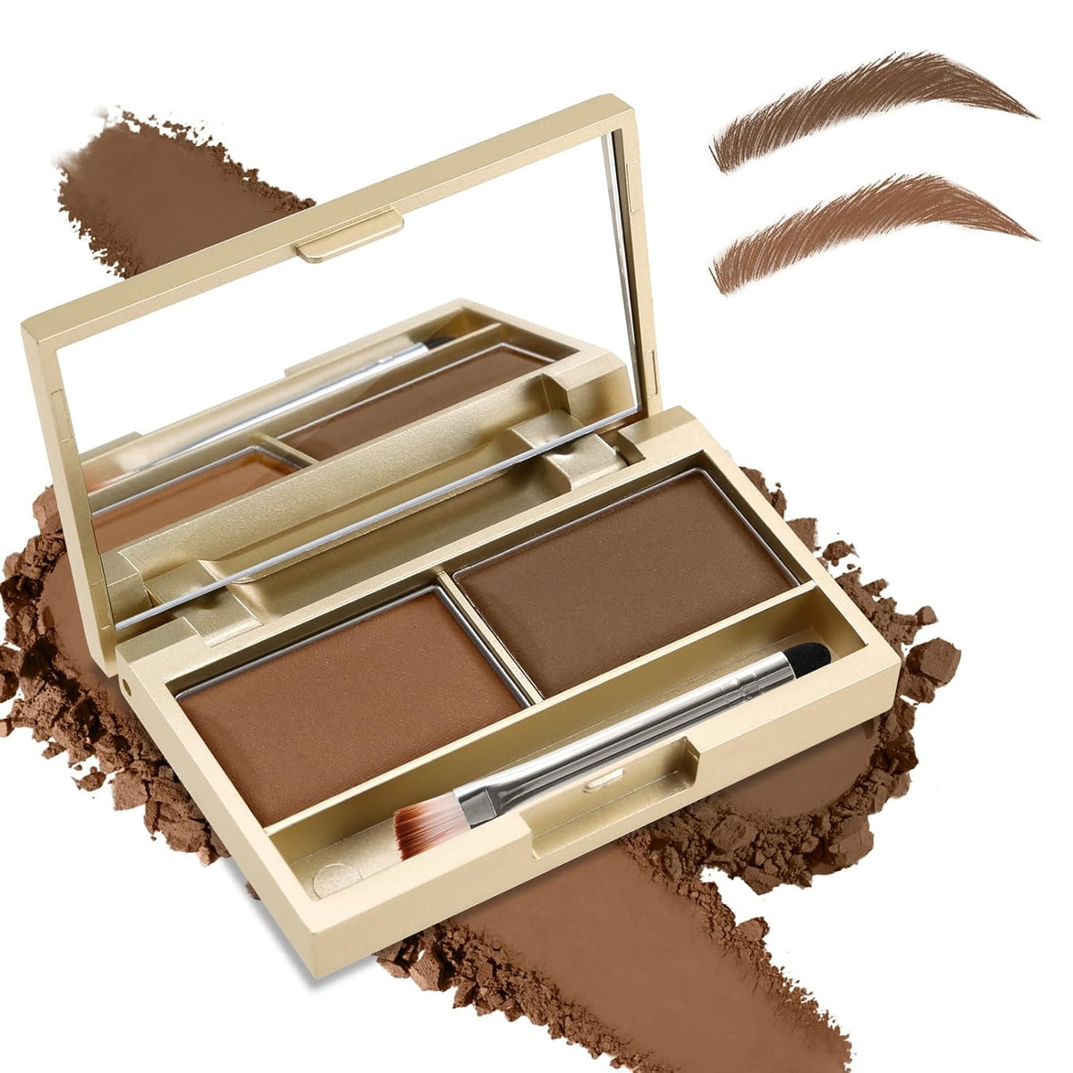 Boobeen Eyebrow Powder Kit, 2-color Waterproof Eyebrow Palette Makeup to Definer & Filler Brows
