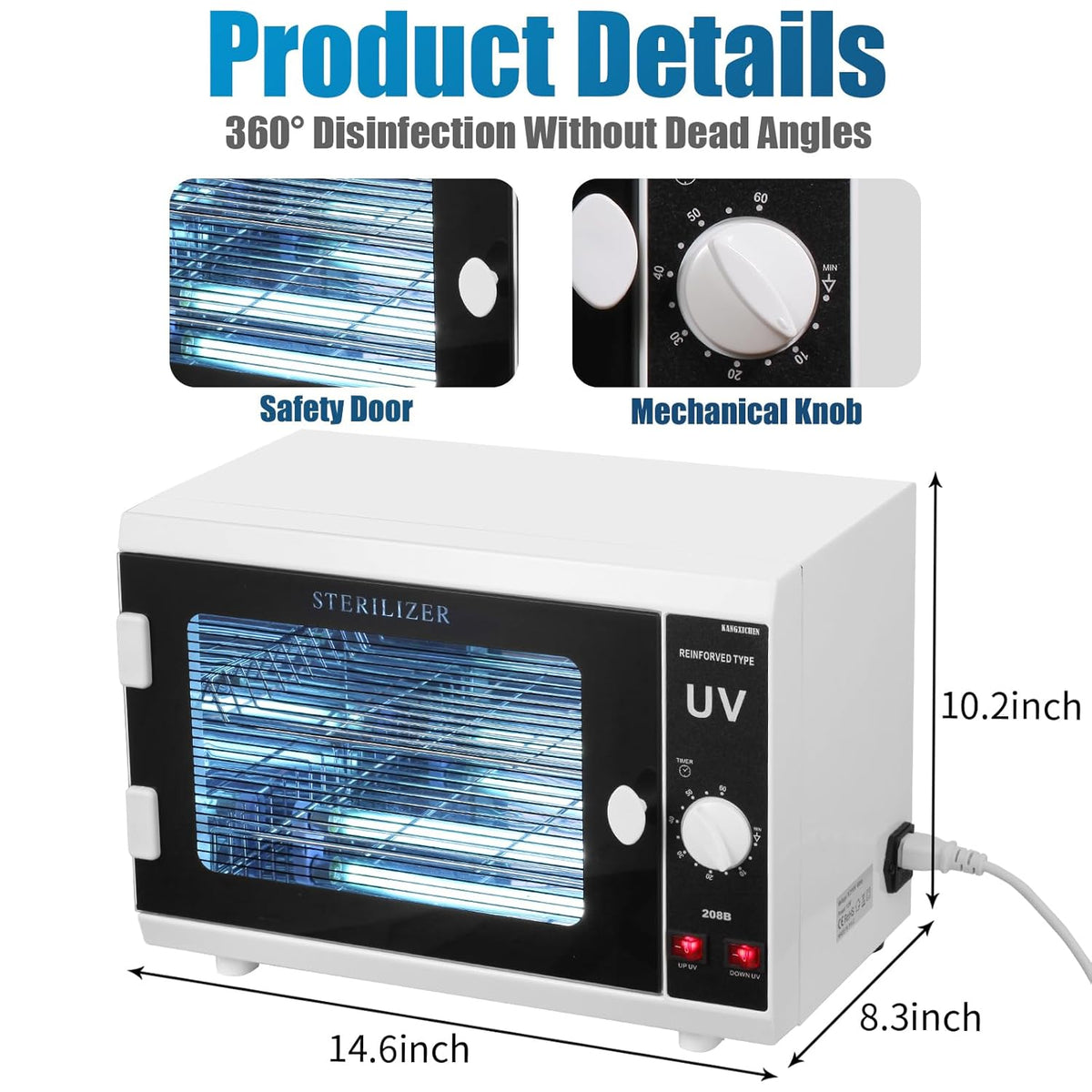 [𝟮 𝗨𝗹𝘁𝗿𝗮𝘃𝗶𝗼𝗹𝗲𝘁 𝗟𝗶𝗴𝗵𝘁𝘀] 12L Extra-Large Box UV Light Nail Tool Cleaning Machine