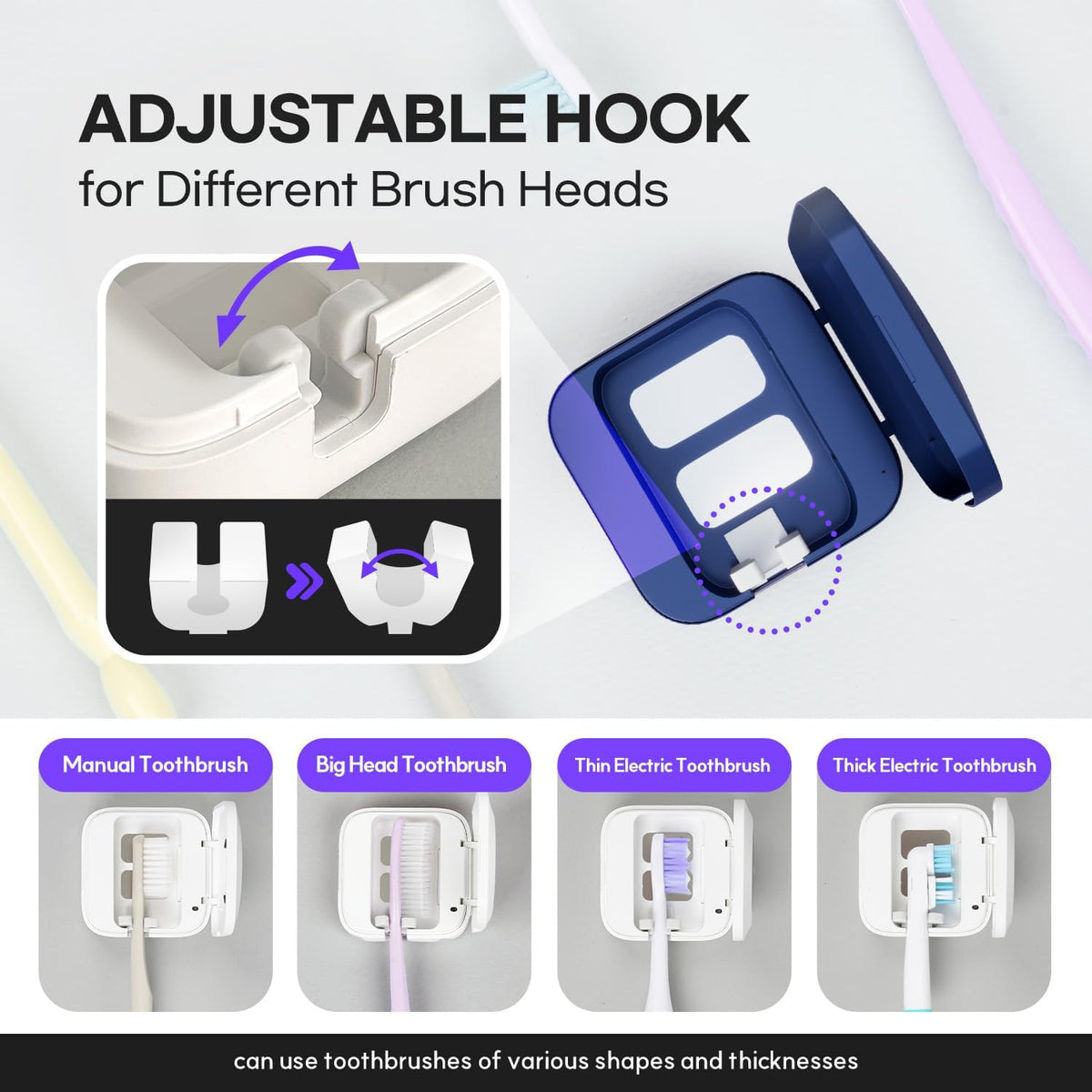 HubiCare Toothbrush Case Set, Toothbrush Covers with Holder, Rechargeable Travel Home Toothbrush