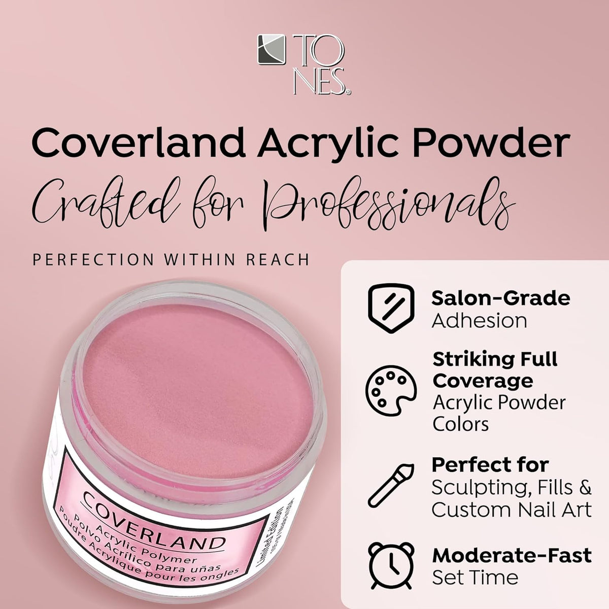 Tones Coverland Acrylic Nail Powder "French Rose" - Limited Edition Acrylic Powder for Nail Design