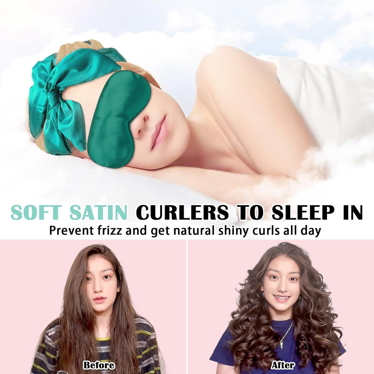 Satin Heatless Curls Overnight Hair Curlers to Sleep In Hair Curler Rollers No Heat Hair Wrap for