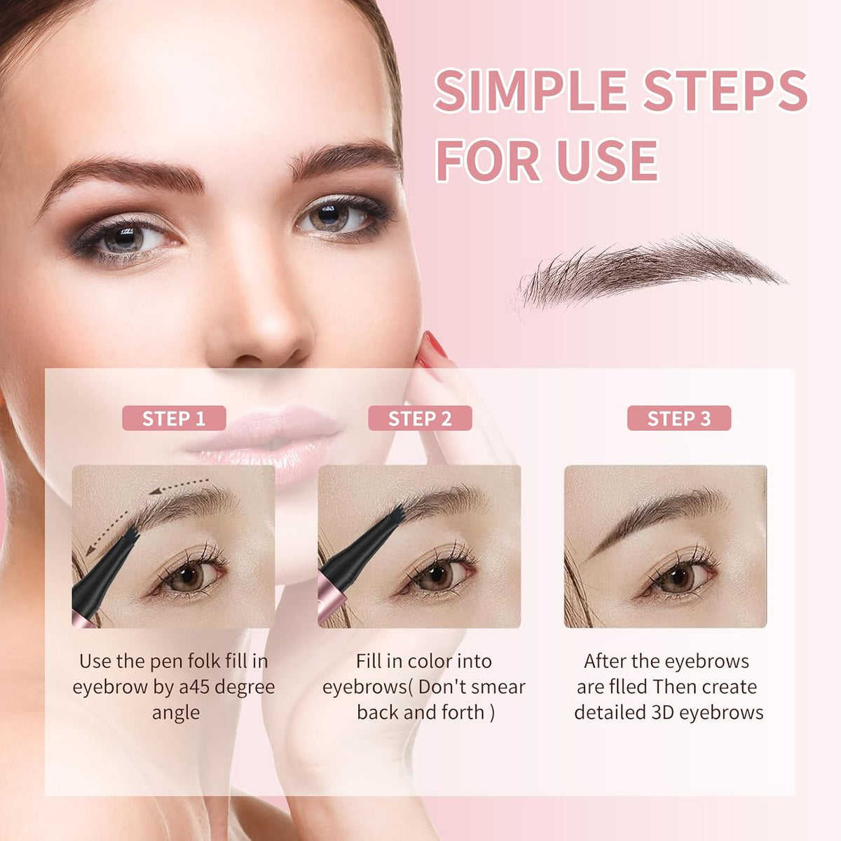 Eyebrow Pencils for Women - Microblading Eyebrow Pencil with Precise 4-Fork-Tip Waterproof Eyebrow