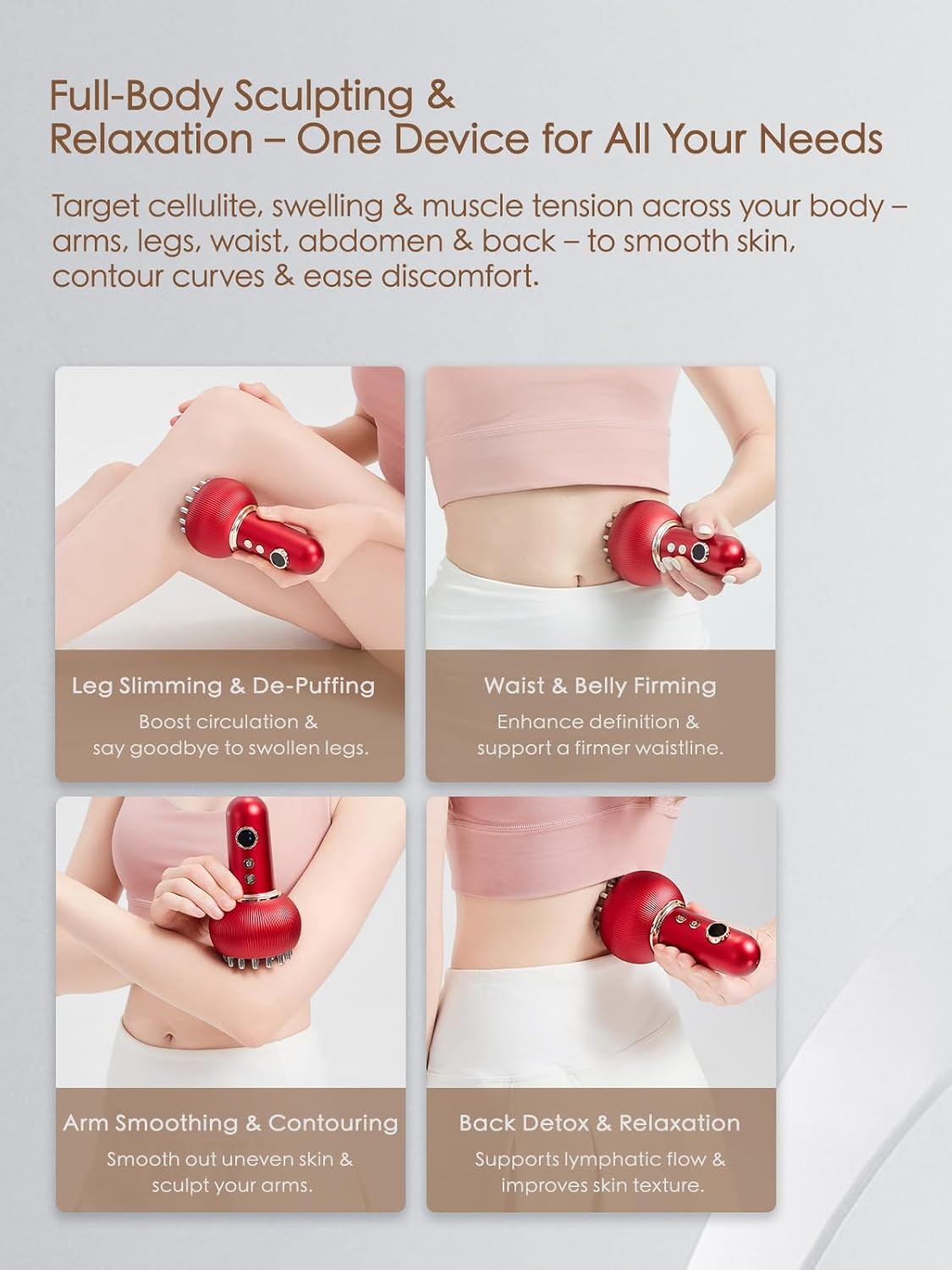 Lymphatic Drainage Massager & Anti Cellulite Massage Tool, Helps Reduce Stretch Marks & Cellulite