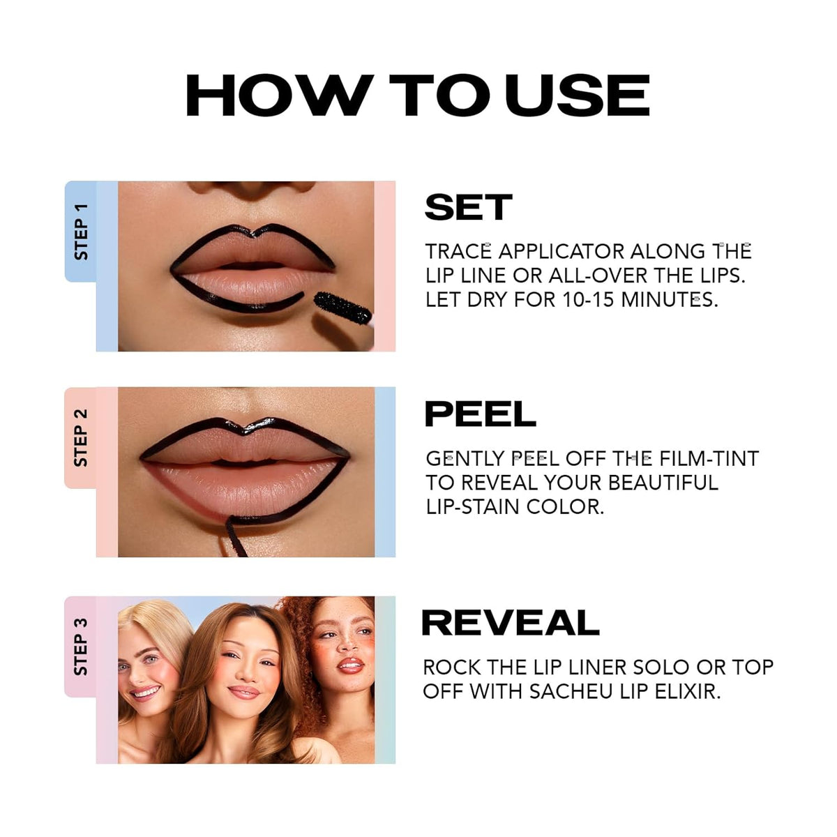 Sacheu Lip Liner STAY-N & Lip Elixir Bundle — Long Lasting Matte Lip Tattoo, Transfer Proof