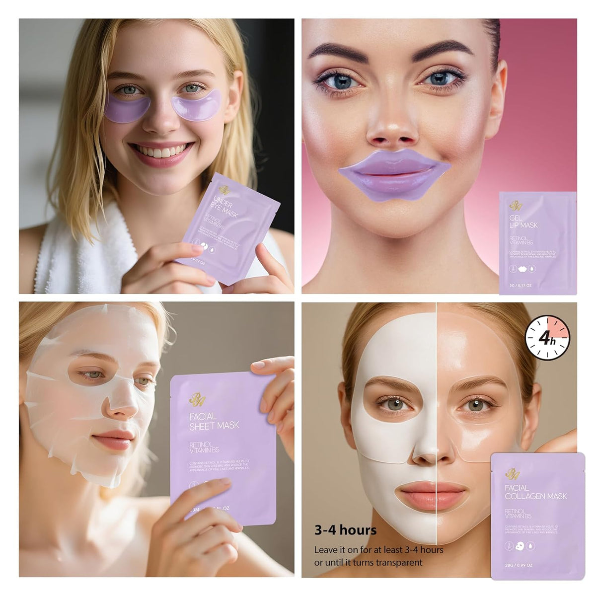 Face Sheet Masks Pack, 55 Pcs Skin Care Kit, Spa Kit Gift for Women, Real Deep Hydrogel Collagen