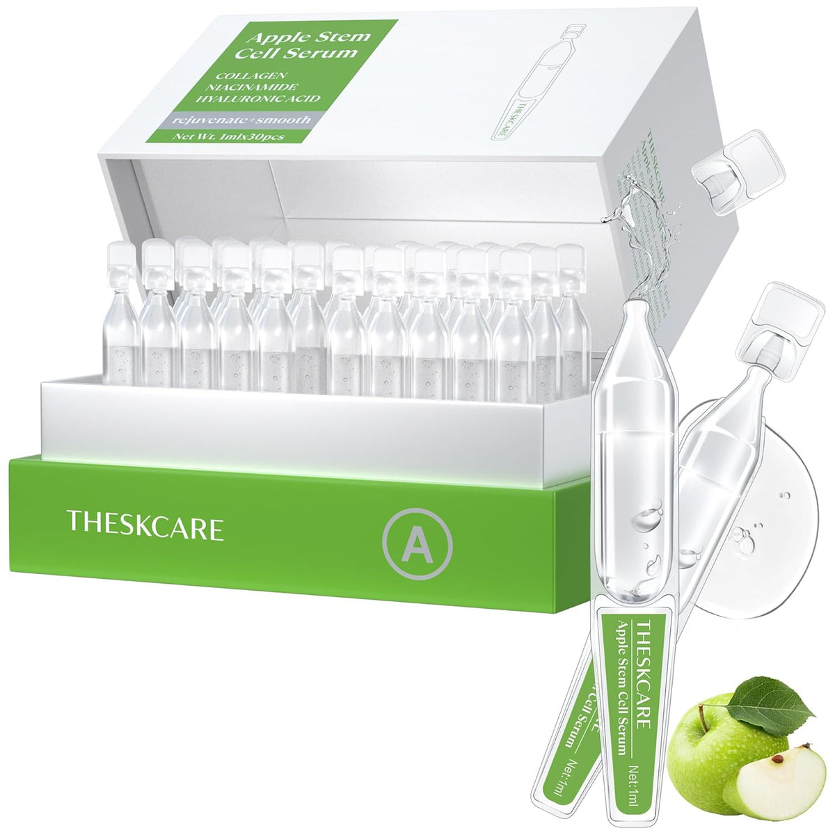Anti Aging Apple Stem Cell Serum Ampoule for Face with Collagen,Hyaluronic Acid &