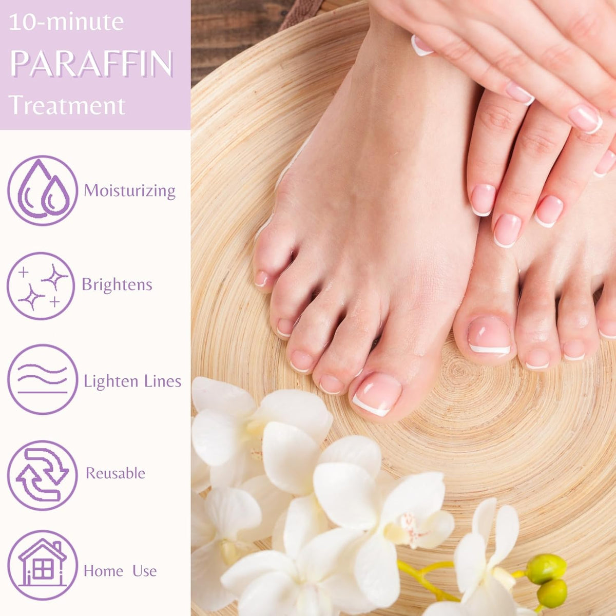 10-Minute Paraffin Hand & Foot Treatments, Self Contained Paraffin Wax Gloves and Booties Set for