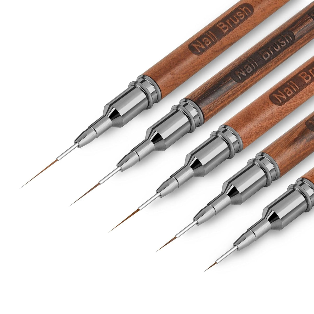 Wooden Nail Art Brushes, 5Pcs Nail Art Liner Brushes, Painting Art Design Brush Set Nail Dotting