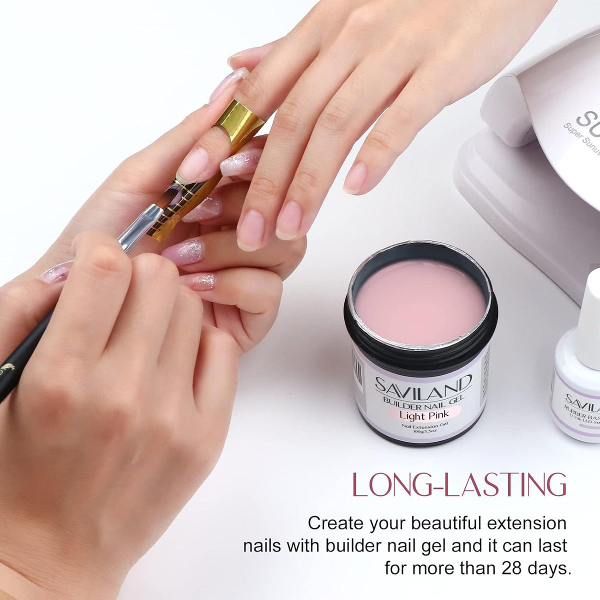 SAVILAND 100 G Builder Nail Gel - 3.5 oz Light Pink Hard Gel for Extension Nail Art Manicure