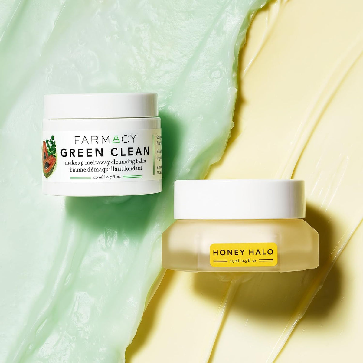 Farmacy Ceramide Face Moisturizer + Cleansing Balm Duo - Travel Size Skin Care Set with Green Clean