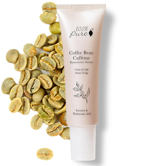 100% PURE Coffee Bean Face Serum EGCG, Licorice Root & Hyaluronic Acid Drops - Tighten, Brighten &