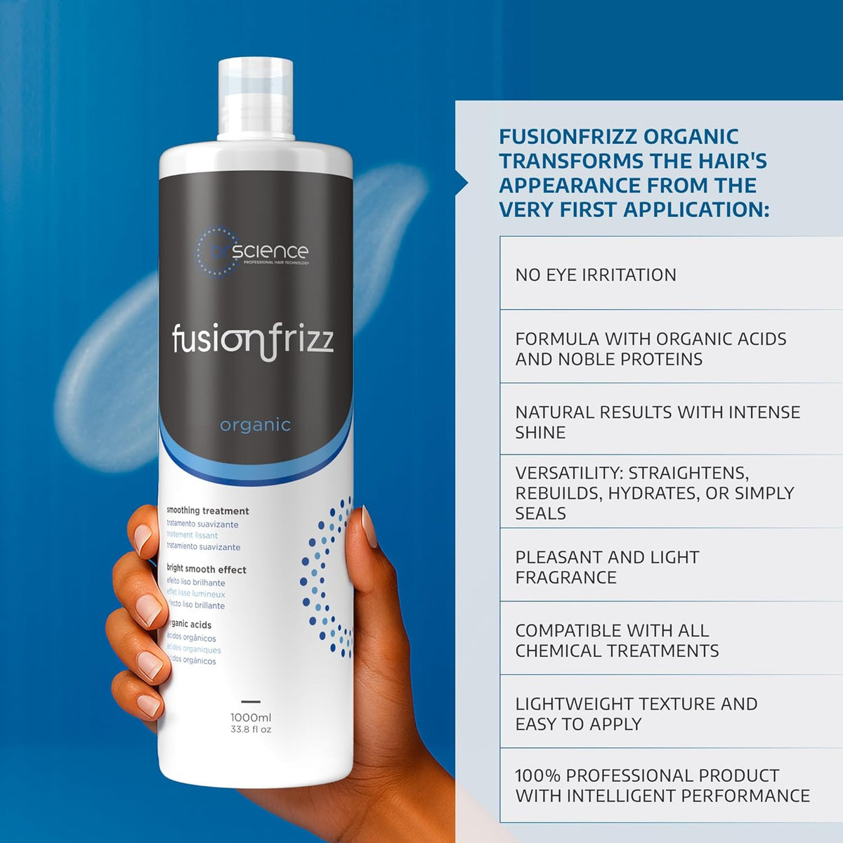 Fusionfrizz Organic Keratina Para Alisar el Pelo, Frizz Control Hair Care Products, Keratina