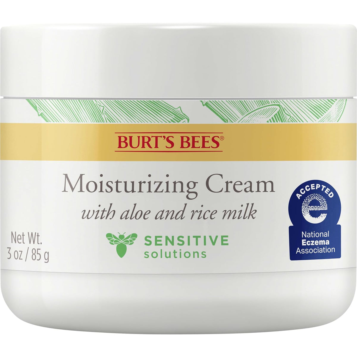 Burt's Bees Sensitive Moisturizing Cream, With Aloe Vera and Rice Milk, Face Moisturizer for
