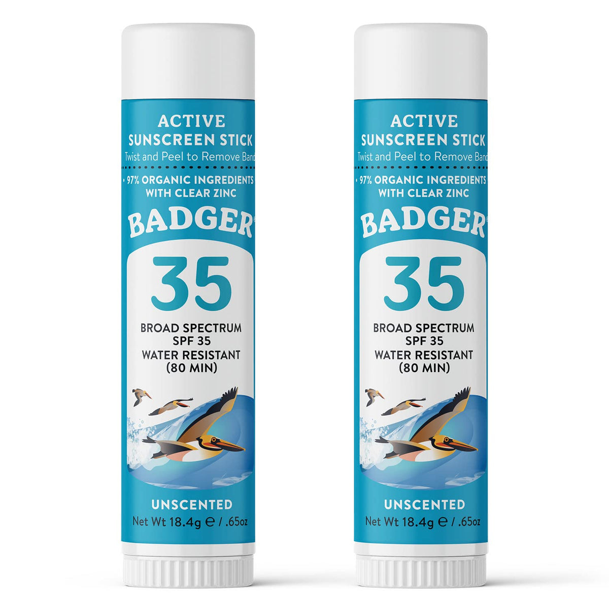 Badger Mineral Sunscreen Face Stick SPF 35, 97% Organic Unscented Zinc Oxide Travel Sunscreen