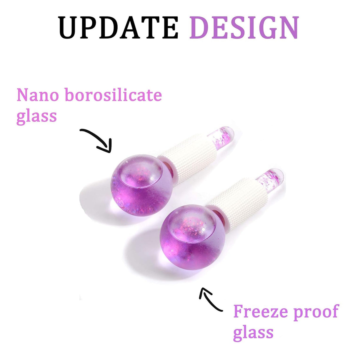 ICE BEAUTY BALLS for FACIAL, 2PCS Purple Facial Roller for Cold Facial Massage Face Roller Balls