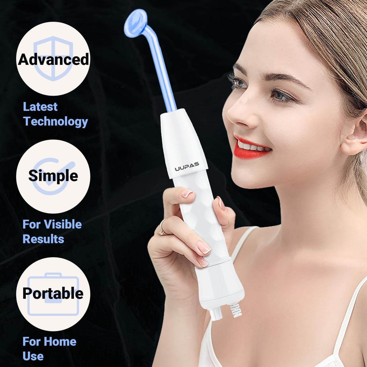 High Frequency Facial Wand - UUPAS Portable Handheld 4 in 1 Blue High Frequency Skin Facial Machine