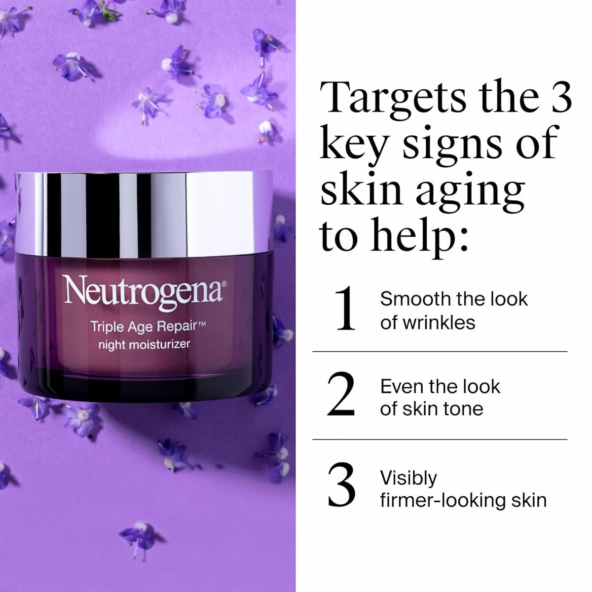 Neutrogena Triple Age Repair Night Face Moisturizer - with Hexinol Technology & Vitamin C