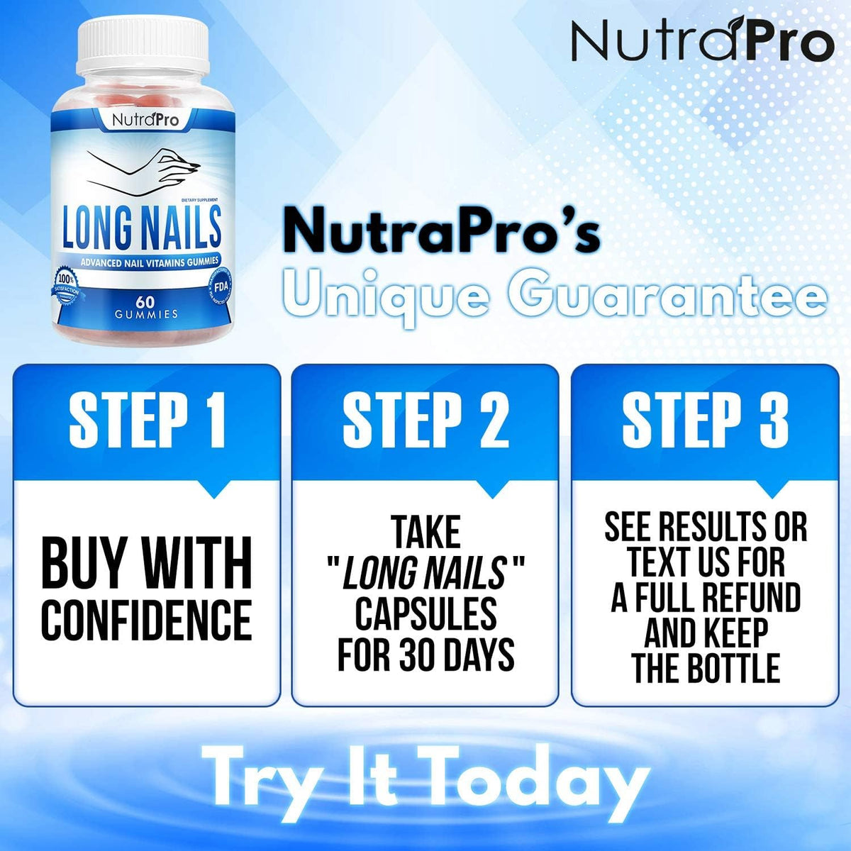 NutraPro Nail Growth Vitamins for Stronger Nail - No More Chipped Nails.Nail Strengthener and