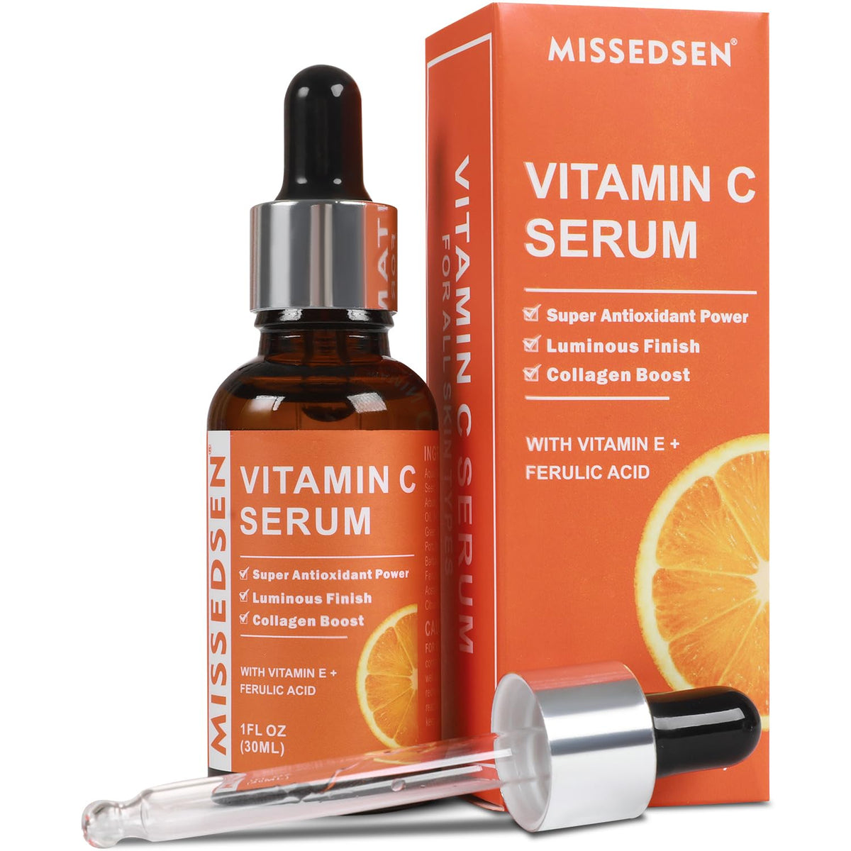 Vitamin C Serum for Face with Vitamin E & Ferulic Acid, Smoothes Wrinkles,Improves Elasticity,Firms