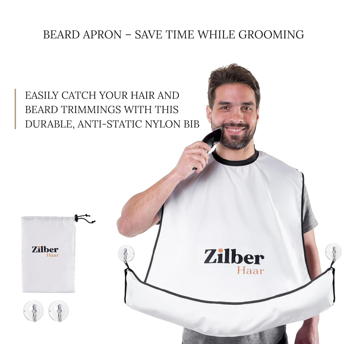 ZilberHaar - Beard Care Kit for Men - 1 Regular Beard Brush + 1 Beard Balm + 1 Moisturizing Cream +