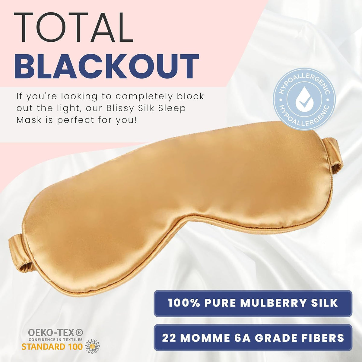 Blissy Silk Sleep Mask - Silk Eye Sleeping Mask for Women & Men for Total Blackout - 100% Pure