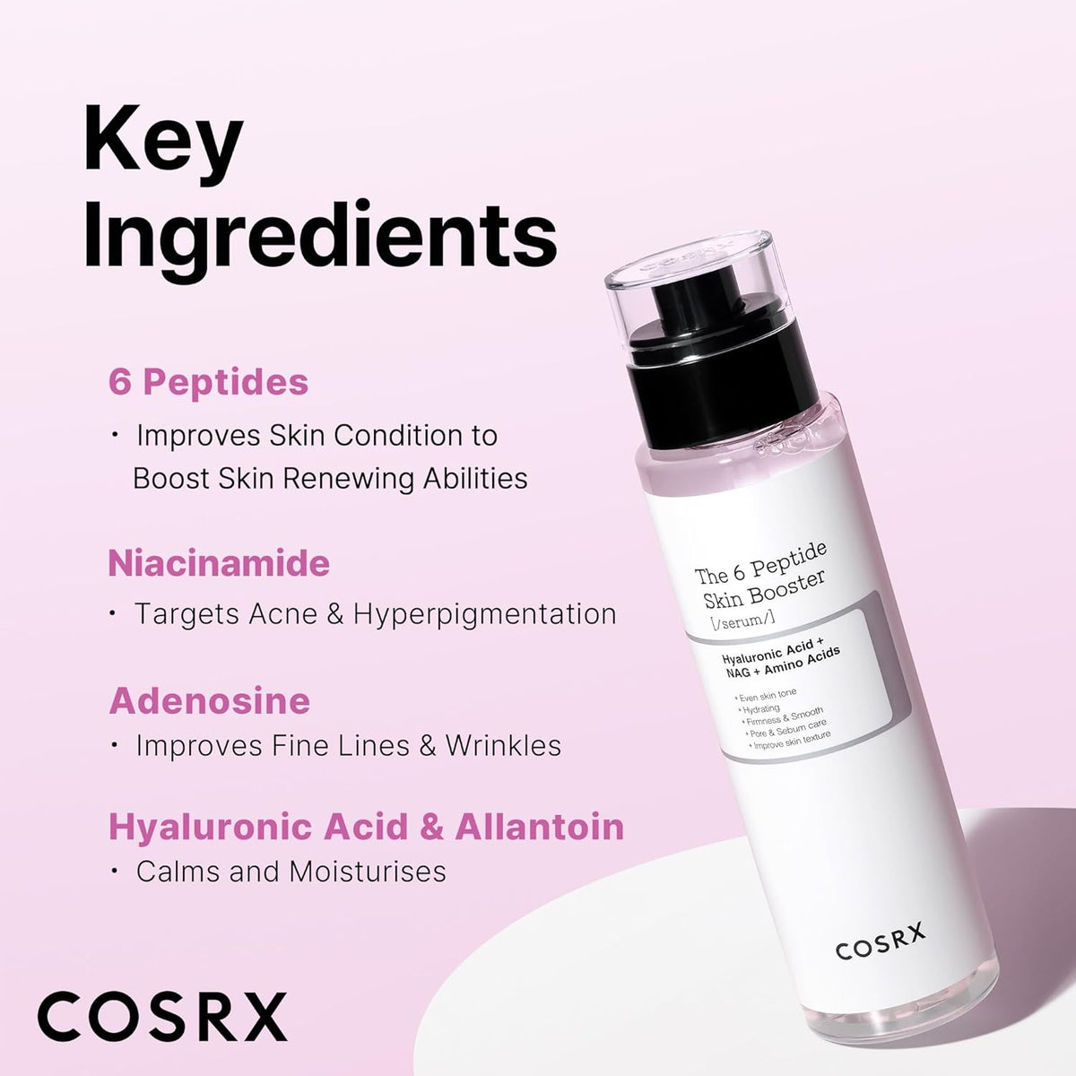 COSRX 6X Peptide Collagen Booster Toner Serum with Copper Peptides, Niacinamide & Hyaluronic Acid
