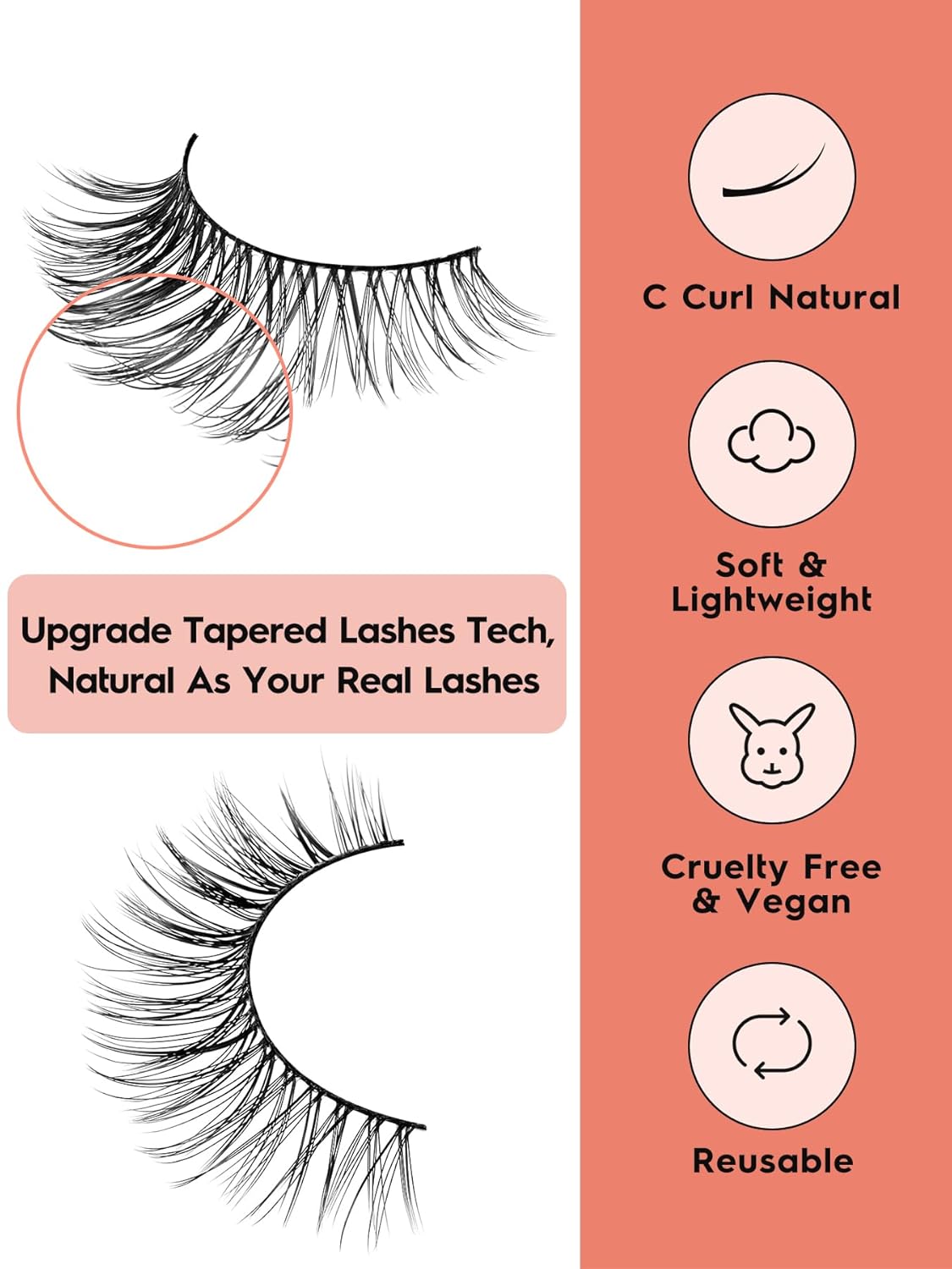 Wispy Cat Eye Lashes False Eyelashes Natural 10mm Short Lash Pack Soft Strip Eyelash 3D Volume C