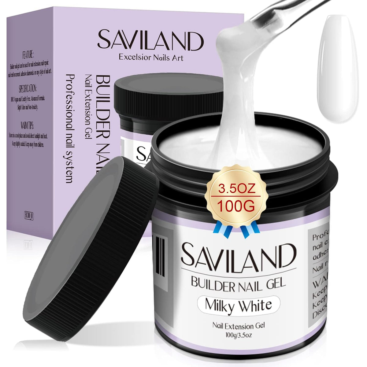 SAVILAND LED & U V Builder Nail Gel - 3.53 oz White Nail Extension for Professional Salon Gel