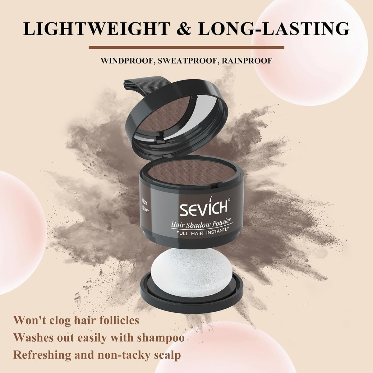 SEVICH Instantly Hairline Shadow Hairline Powder, Quick Cover Grey Hair Root Concealer, Eyebrows &