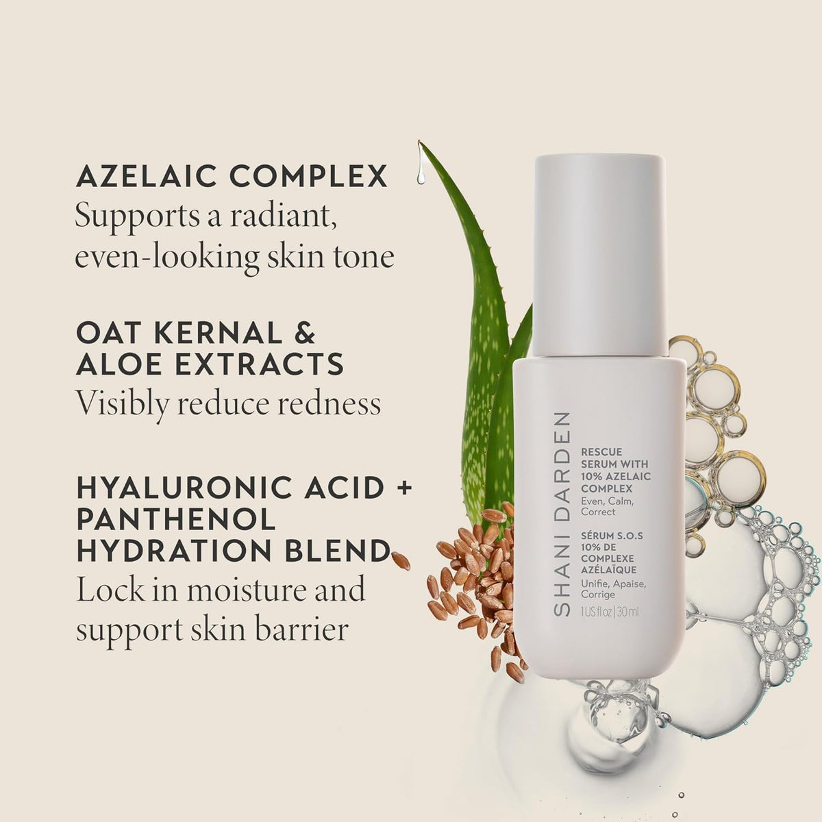 Shani Darden Rescue Serum with 10% Azelaic Complex, Lightweight Hydrating Azelaic Acid Serum for